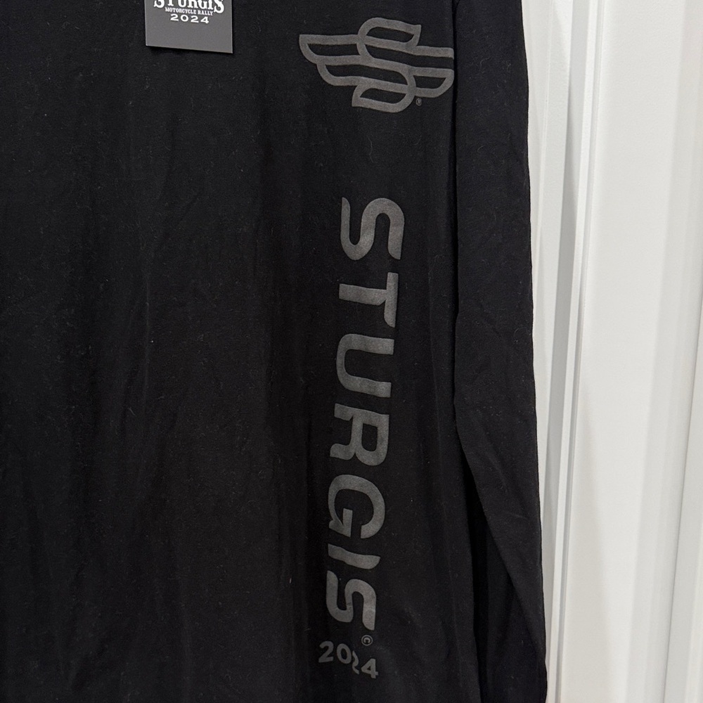 Black Sturgis Motorcycle Rally Long Sleeve Men's Tee - Picture 4 of 6